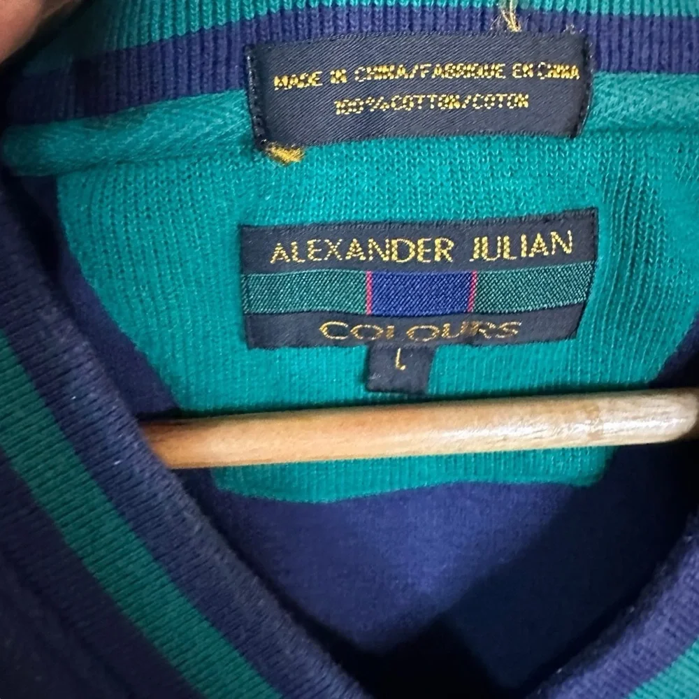 🔴5 for $40 SALE! 
Alexander Julian COLOURS BlueGreen V Neck Pull Over sz L - Picture 6 of 7
